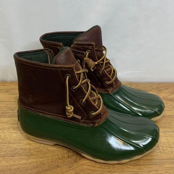 🌳sperry top sider leather waterproof duck boots. Size 7. Hunter green/ ma… - Picture 2 of 10